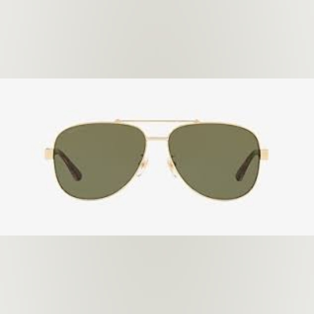 (SOLD) Gucci Unisex Aviator sunglasses GG0528S 63 GLD SHN GRN 889652236513 - Picture 2 of 11